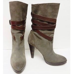 Frye Harlow Multi Strap high heel suede bootie